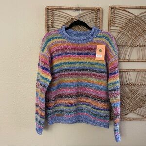 Pachamama San Francisco Sweater Rainbow Hand Knitted Mohair Wool Women's Sz S B6